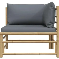 Loungeset Elementen-vidaXL - Tuinhoekbank - Grijs - Bamboe - Met kussens