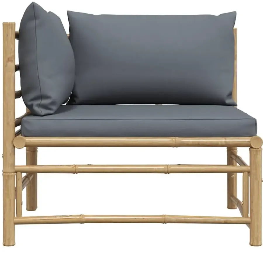 Loungeset Elementen-vidaXL - Tuinhoekbank - Grijs - Bamboe - Met kussens