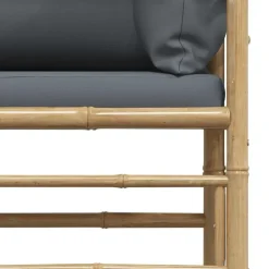 Loungeset Elementen-vidaXL - Tuinhoekbank - Grijs - Bamboe - Met kussens