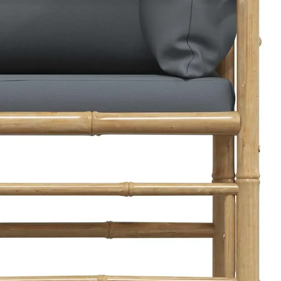 Loungeset Elementen-vidaXL - Tuinhoekbank - Grijs - Bamboe - Met kussens