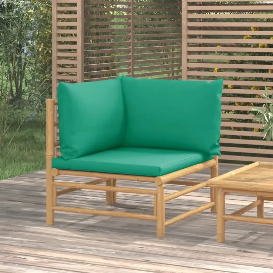 vidaXL - Tuinhoekbank - Groen - Bamboe - Met kussens