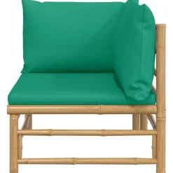 vidaXL - Tuinhoekbank - Groen - Bamboe - Met kussens