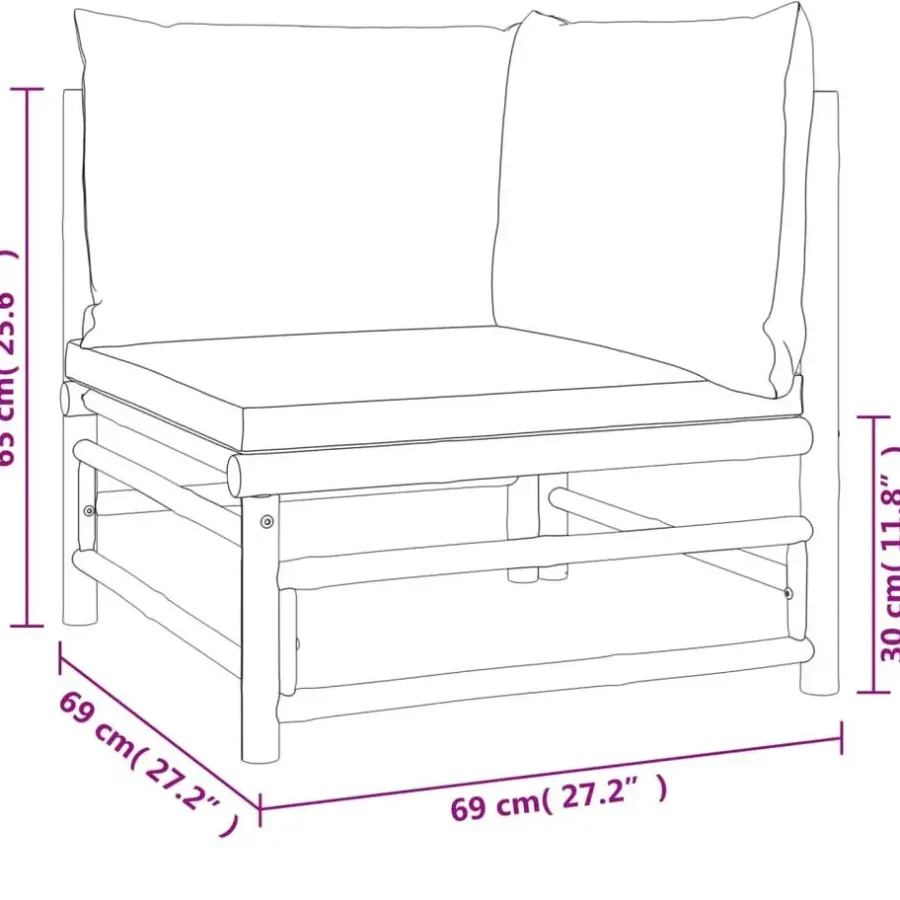 vidaXL - Tuinhoekbank - Taupe - Bamboe - Met kussens