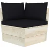vidaXL - Tuinhoekbank - Zwart - Hout - Met kussens pallet