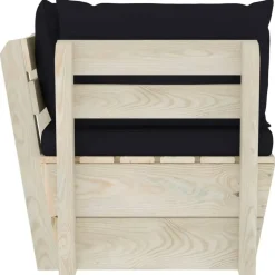 vidaXL - Tuinhoekbank - Zwart - Hout - Met kussens pallet