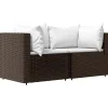 Loungebanken-vidaXL - Tuinhoekbanken - Bruin - Poly rattan - Met kussens