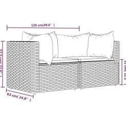 Loungebanken-vidaXL - Tuinhoekbanken - Bruin - Poly rattan - Met kussens