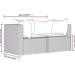 vidaXL - Tuinhoekbanken - Grijs - Poly rattan - 2 stuks - Met kussens