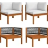 Loungeset Elementen-vidaXL - Tuinhoekbanken met kussens - Acaciahout & touw - 2 stuks
