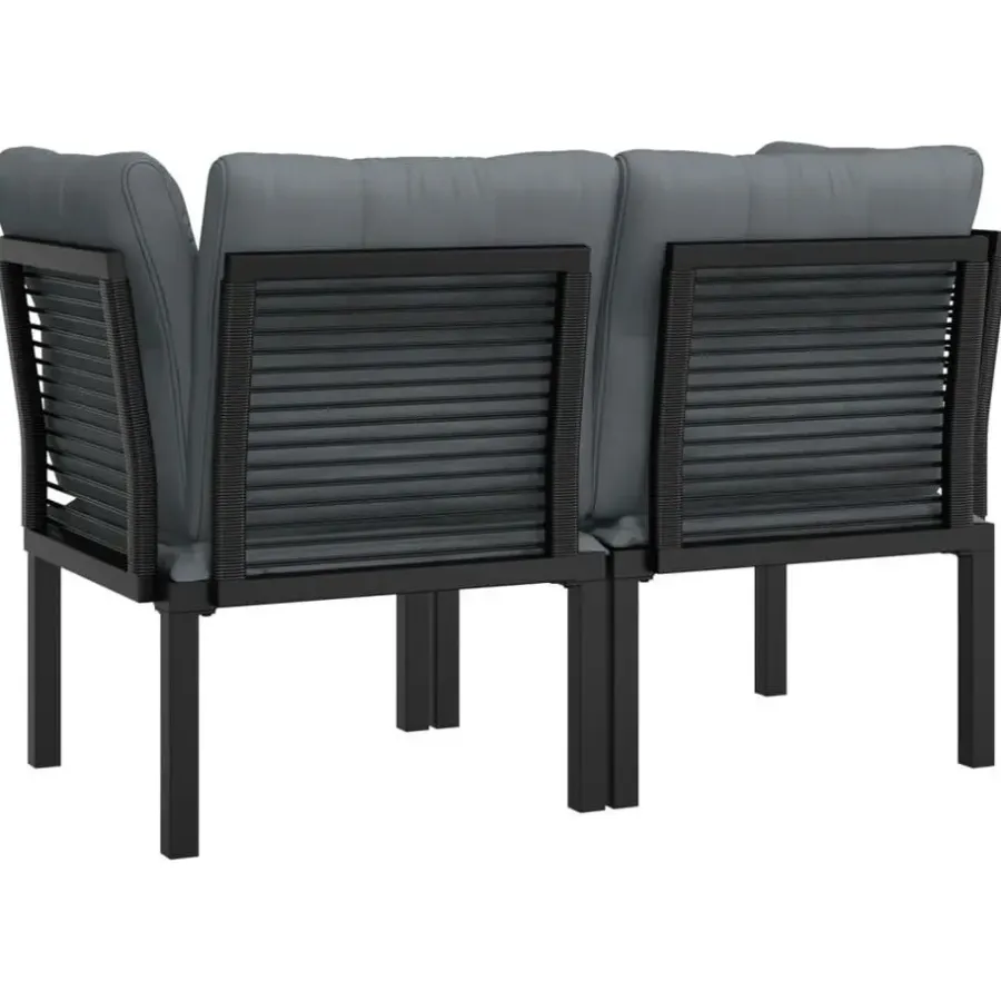 Loungeset Elementen-vidaXL - Tuinhoekstoelen - Zwart en grijs - Poly rattan - 2 stuks - Met kussens