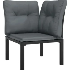 Loungeset Elementen-vidaXL - Tuinhoekstoelen - Zwart en grijs - Poly rattan - 2 stuks - Met kussens