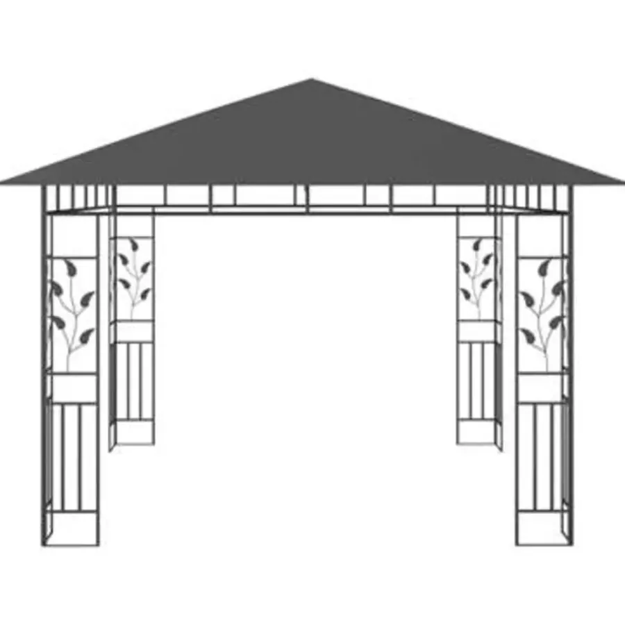 Terrasoverkappingen-vidaXL - Tuinhuisje - Antraciet - Stof - 3 x 3 x 2.73 m