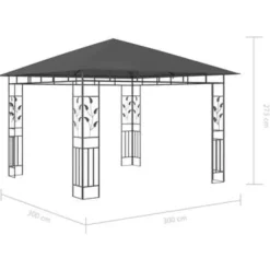 Terrasoverkappingen-vidaXL - Tuinhuisje - Antraciet - Stof - 3 x 3 x 2.73 m