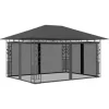 Terrasoverkappingen-vidaXL - Tuinhuisje - Antraciet - Stof - 4 x 3 x 2.73 m