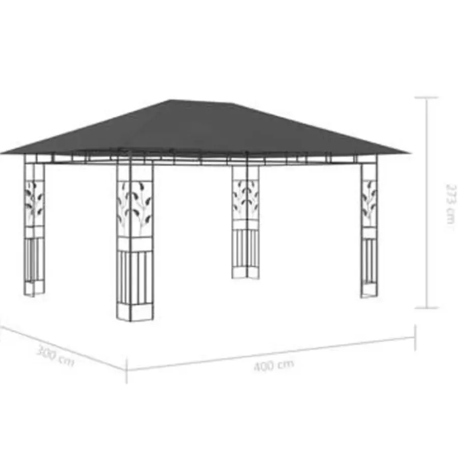 Terrasoverkappingen-vidaXL - Tuinhuisje - Antraciet - Stof - 4 x 3 x 2.73 m