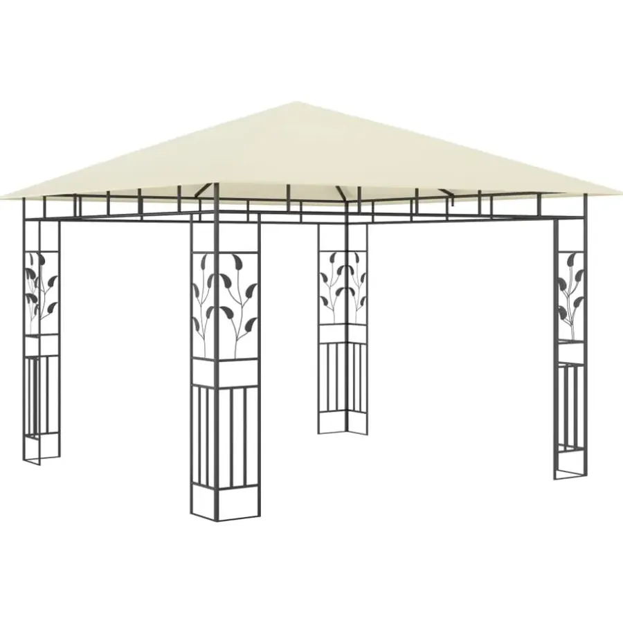 Terrasoverkappingen-vidaXL - Tuinhuisje - Crème - Stof - 3 x 3 x 2.73 m