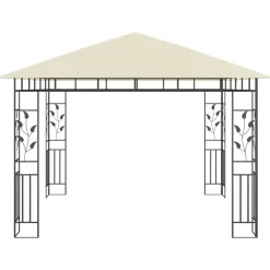 Terrasoverkappingen-vidaXL - Tuinhuisje - Crème - Stof - 3 x 3 x 2.73 m