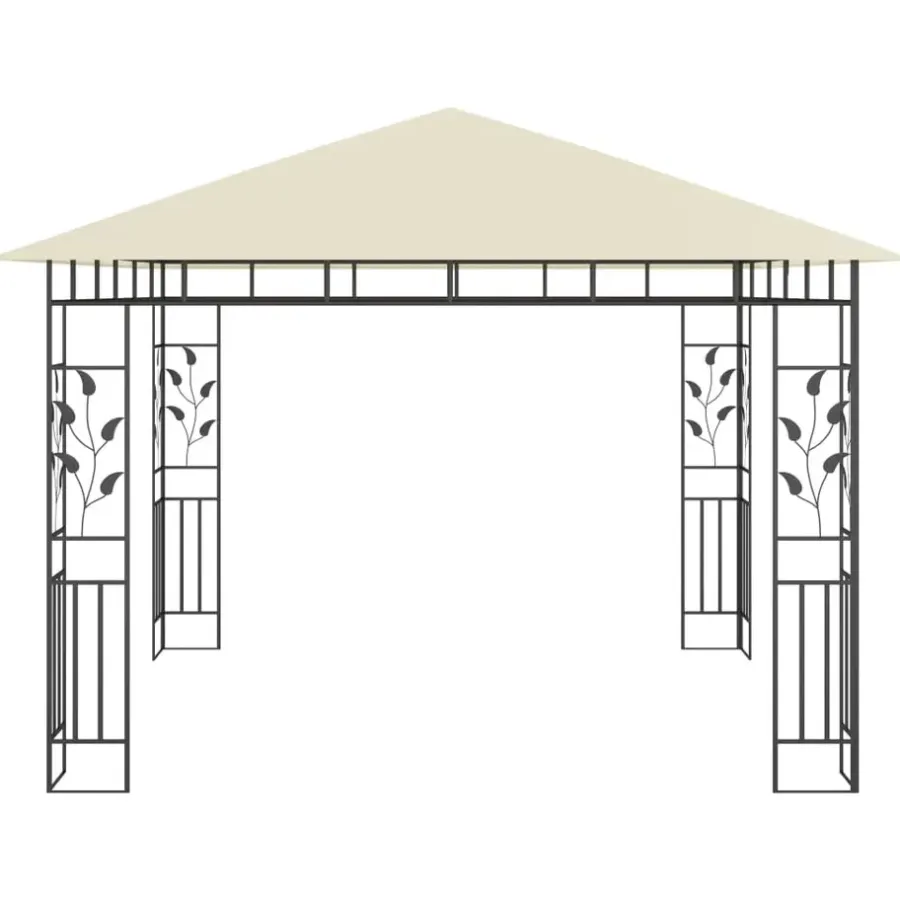 Terrasoverkappingen-vidaXL - Tuinhuisje - Crème - Stof - 3 x 3 x 2.73 m