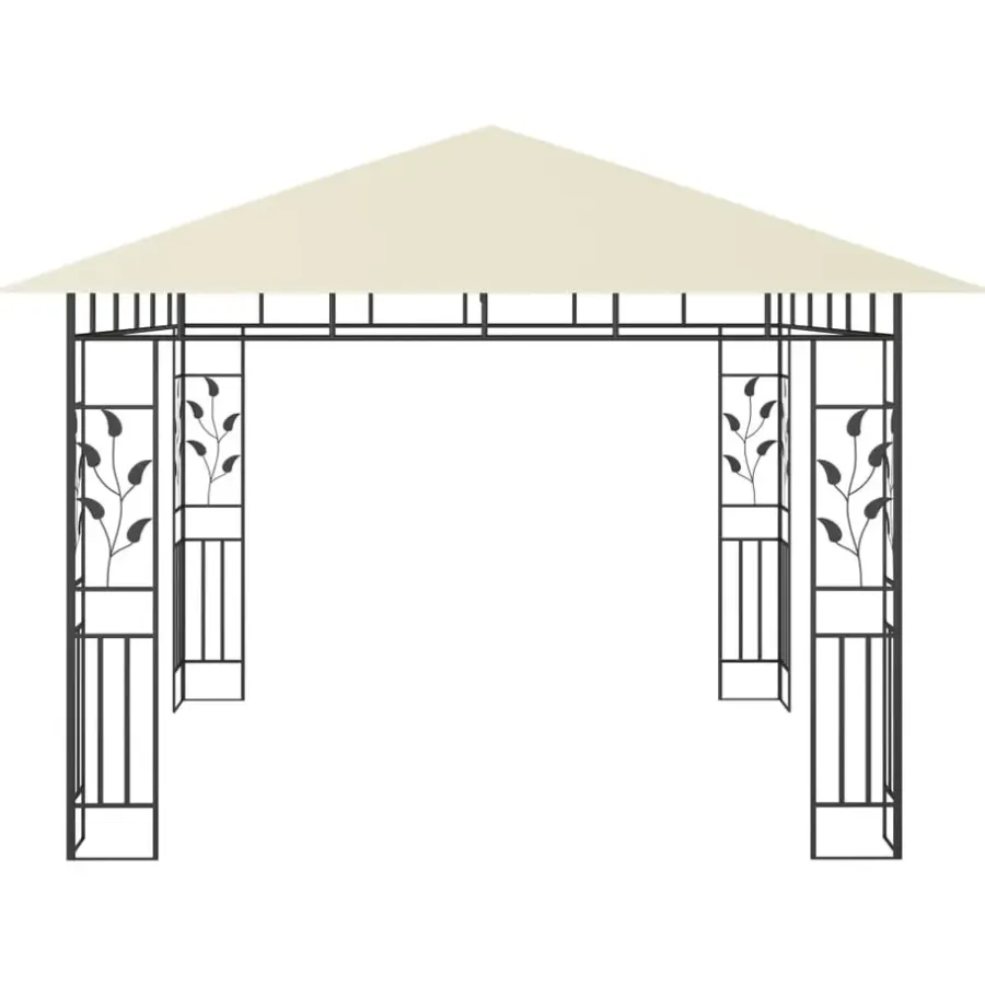 Terrasoverkappingen-vidaXL - Tuinhuisje - Crème - Stof - 3 x 3 x 2.73 m