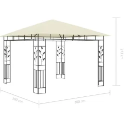 Terrasoverkappingen-vidaXL - Tuinhuisje - Crème - Stof - 3 x 3 x 2.73 m