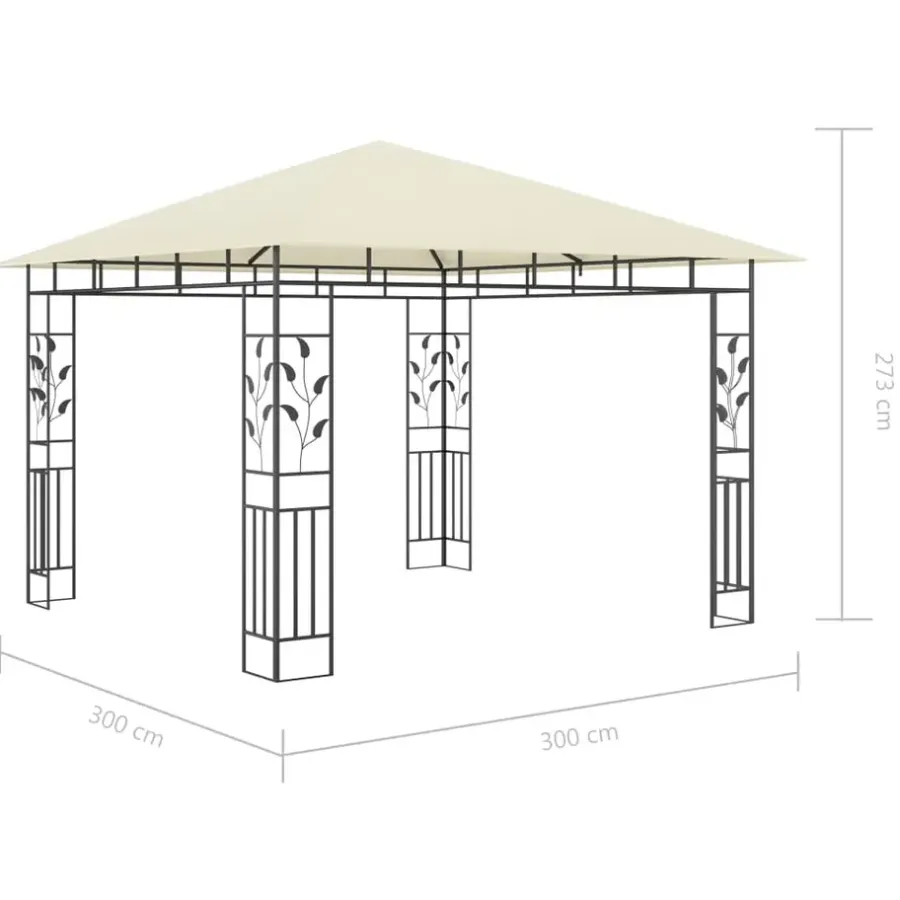 Terrasoverkappingen-vidaXL - Tuinhuisje - Crème - Stof - 3 x 3 x 2.73 m