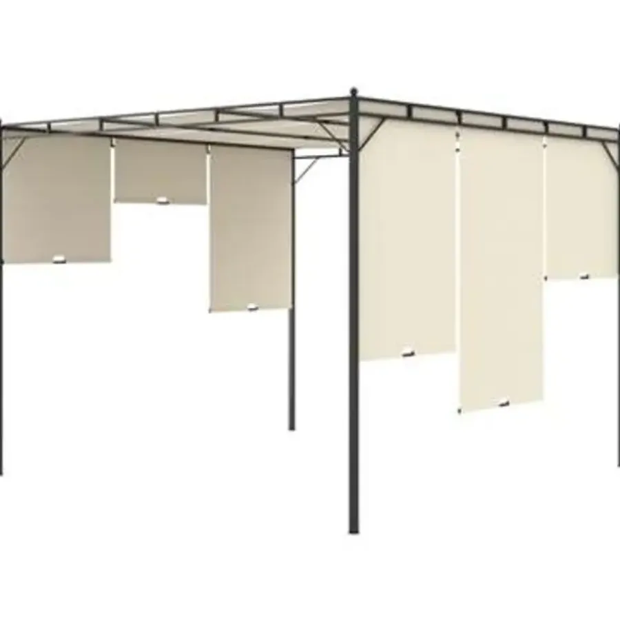 Terrasoverkappingen-vidaXL - Tuinhuisje - Crème - Stof - 3 x 3 x 2.25 m
