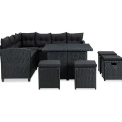 Tuinsets|Tuinsets-vidaXL - Tuinloungeset - Zwart - Poly rattan - 6 stuks - Met kussens