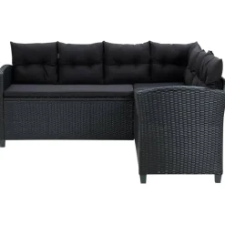 Tuinsets|Tuinsets-vidaXL - Tuinloungeset - Zwart - Poly rattan - 6 stuks - Met kussens