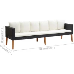 Loungesets-vidaXL - Tuinloungeset - Zwart - Poly rattan - 5 stuks - Met kussens
