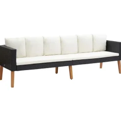 Loungesets-vidaXL - Tuinloungeset - Zwart - Poly rattan - 5 stuks - Met kussens