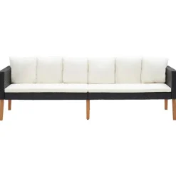 Loungesets-vidaXL - Tuinloungeset - Zwart - Poly rattan - 5 stuks - Met kussens