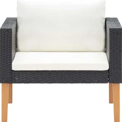 Loungesets-vidaXL - Tuinloungeset - Zwart - Poly rattan - 5 stuks - Met kussens