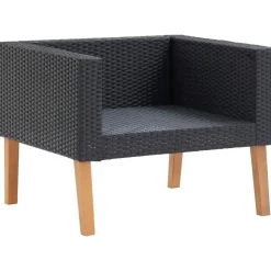 Loungesets-vidaXL - Tuinloungeset - Zwart - Poly rattan - 5 stuks - Met kussens