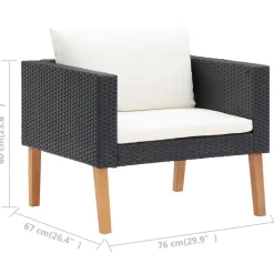 Loungesets-vidaXL - Tuinloungeset - Zwart - Poly rattan - 5 stuks - Met kussens