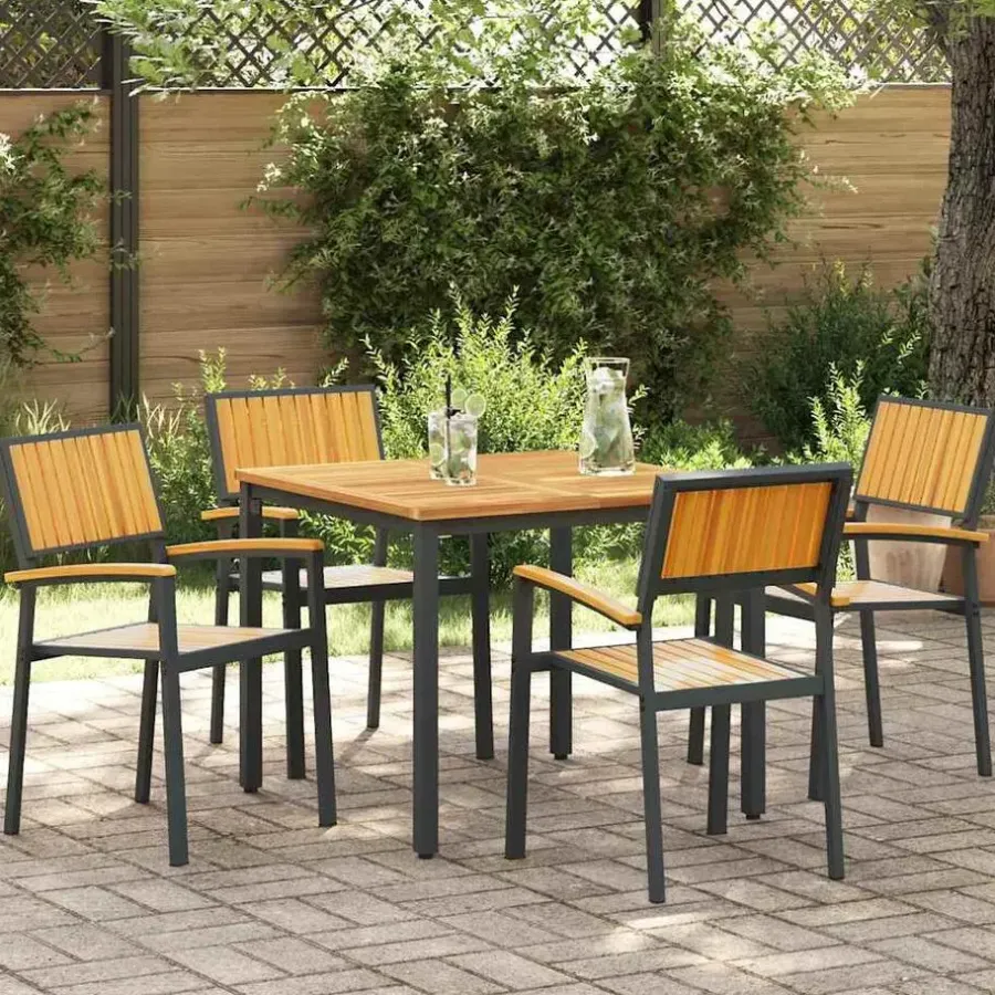 Tuinstoelen-vidaXL - Tuinmeubelen - Bruin - Massief acaciahout - 56 x 57 x 87cm