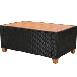 Loungesets-vidaXL - Tuinmeubilair - Zwart - Poly rattan