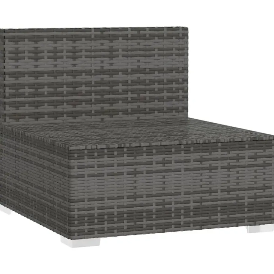 Loungeset Elementen-vidaXL - Tuinmiddenbank - Grijs - Poly rattan - Met kussens
