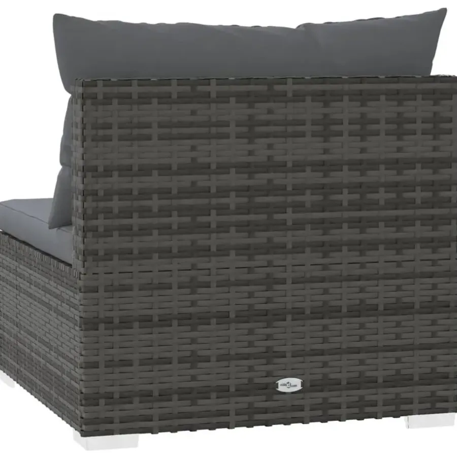 Loungeset Elementen-vidaXL - Tuinmiddenbank - Grijs - Poly rattan - Met kussens