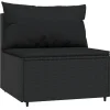 vidaXL - Tuinmiddenbank - Zwart - Poly rattan - Met kussens