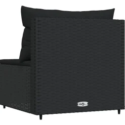 vidaXL - Tuinmiddenbank - Zwart - Poly rattan - Met kussens