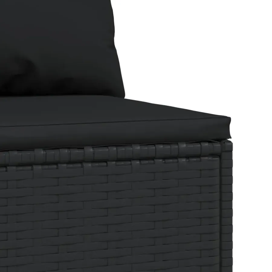 vidaXL - Tuinmiddenbank - Zwart - Poly rattan - Met kussens