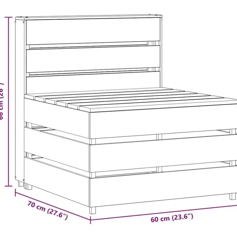 Palletbanken|Tuinbanken-vidaXL - Tuinmiddenbank pallet - Grijs - Geïmpregneerd grenenhout - 60x70x66 cm