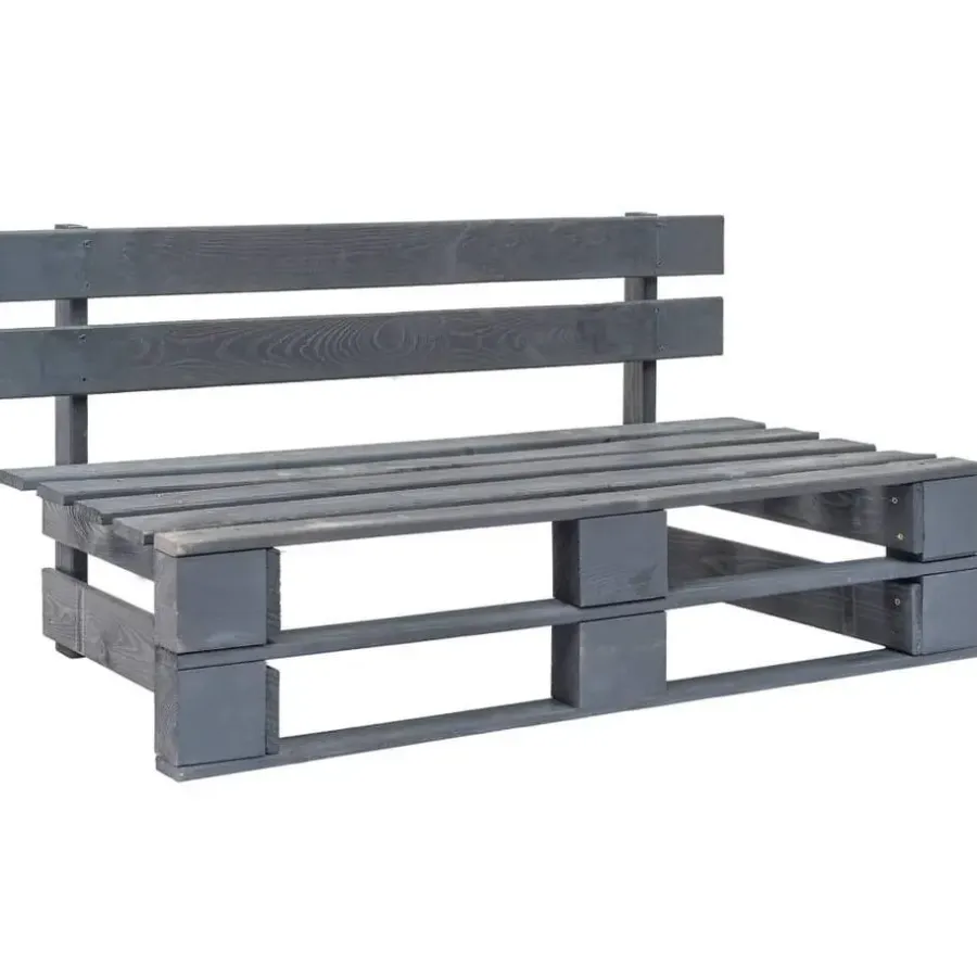 vidaXL - Tuinmiddenbank pallet - Grijs - Grenenhout