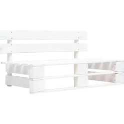 Palletbanken-vidaXL - Tuinmiddenbank pallet - Wit - Grenenhout