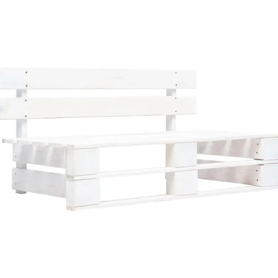 Palletbanken-vidaXL - Tuinmiddenbank pallet - Wit - Grenenhout