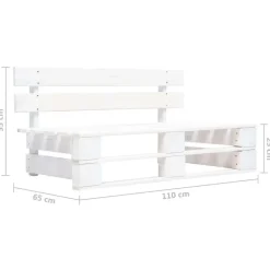 Palletbanken-vidaXL - Tuinmiddenbank pallet - Wit - Grenenhout