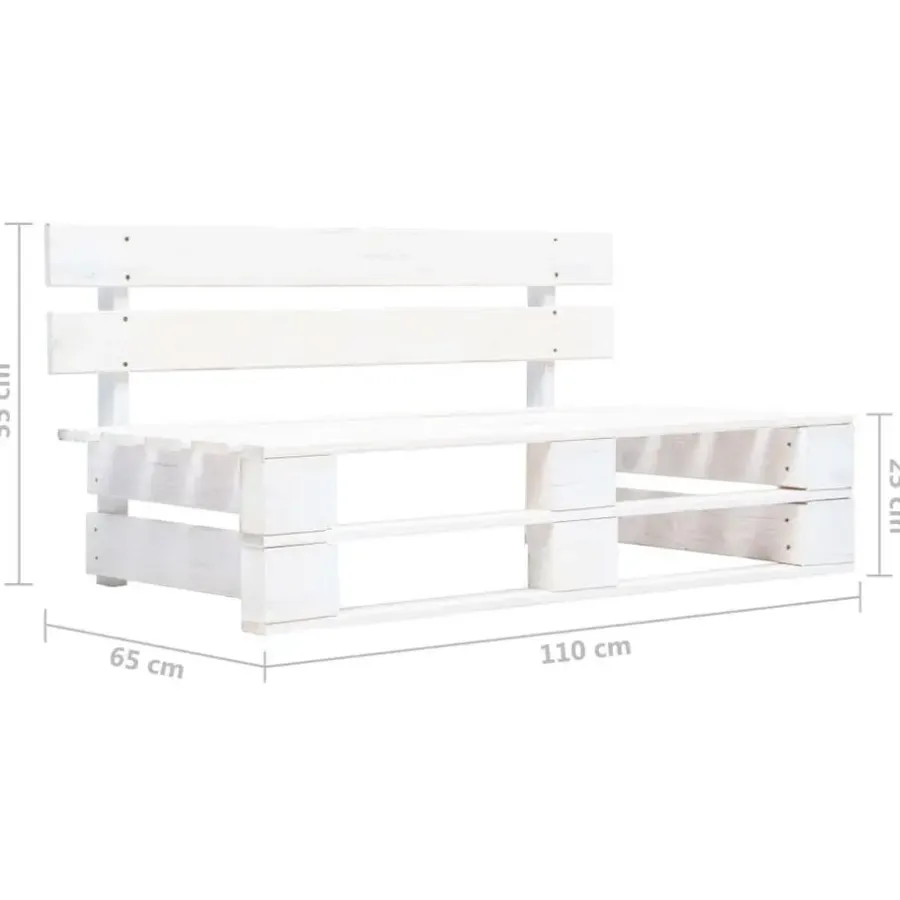 Palletbanken-vidaXL - Tuinmiddenbank pallet - Wit - Grenenhout