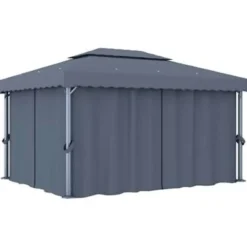vidaXL - Tuinpaviljoen - Antraciet - Aluminium - 4 x 3 m