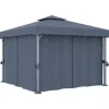 vidaXL - Tuinpaviljoen - Antraciet - Aluminium - 3 x 3 m