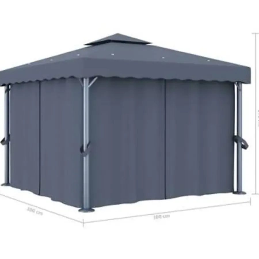 vidaXL - Tuinpaviljoen - Antraciet - Aluminium - 3 x 3 m